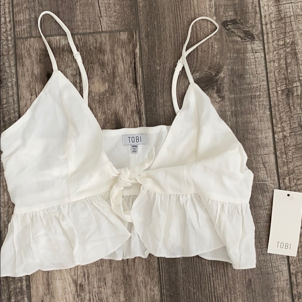NWT White Front tie Crop Top